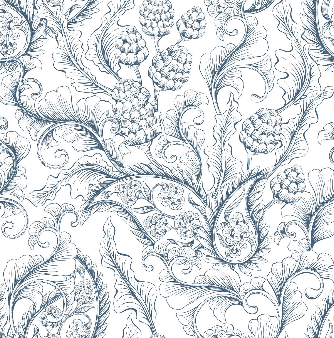 Blueish paisley pattern wallpaper