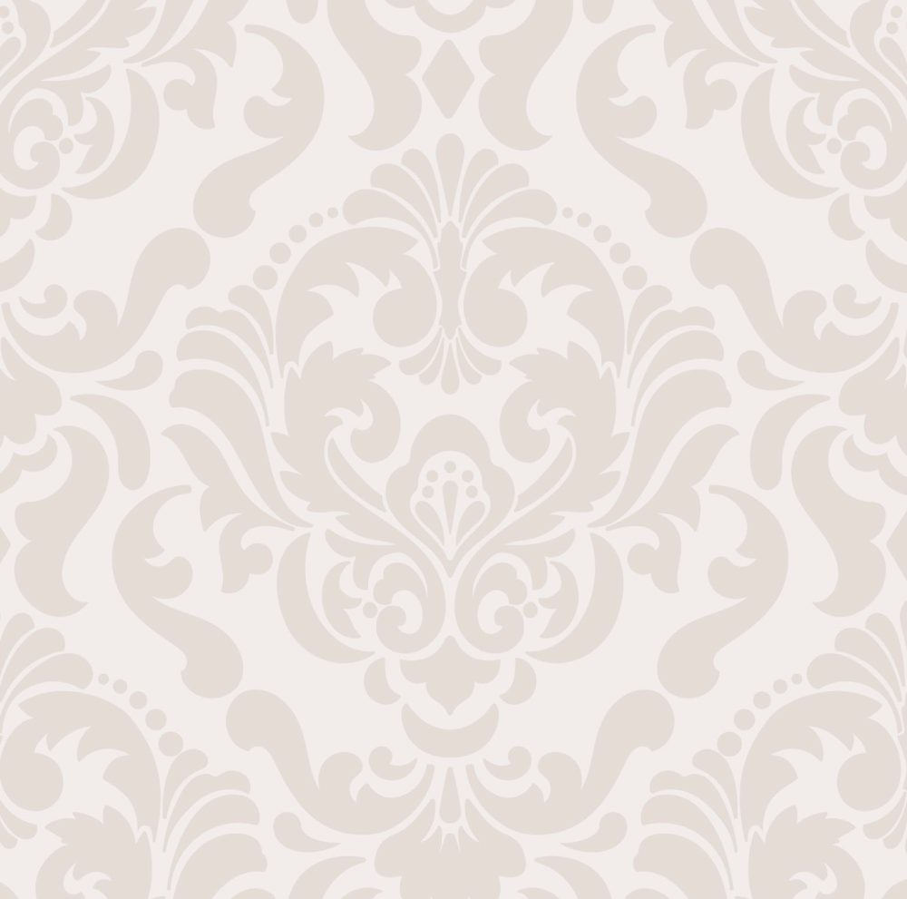 Peach and white damask pattern wallpaper