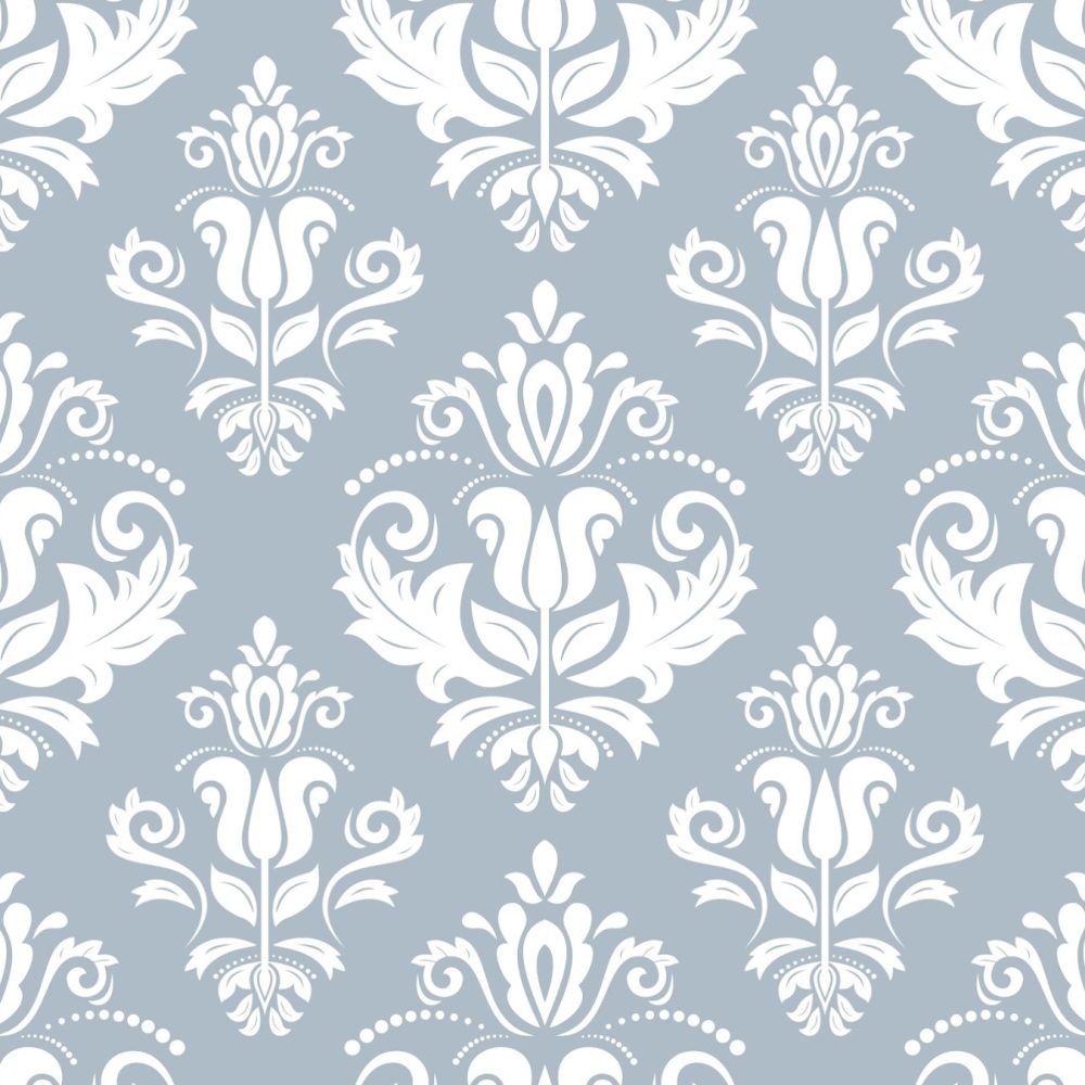 blue royal damask pattern wallpaper