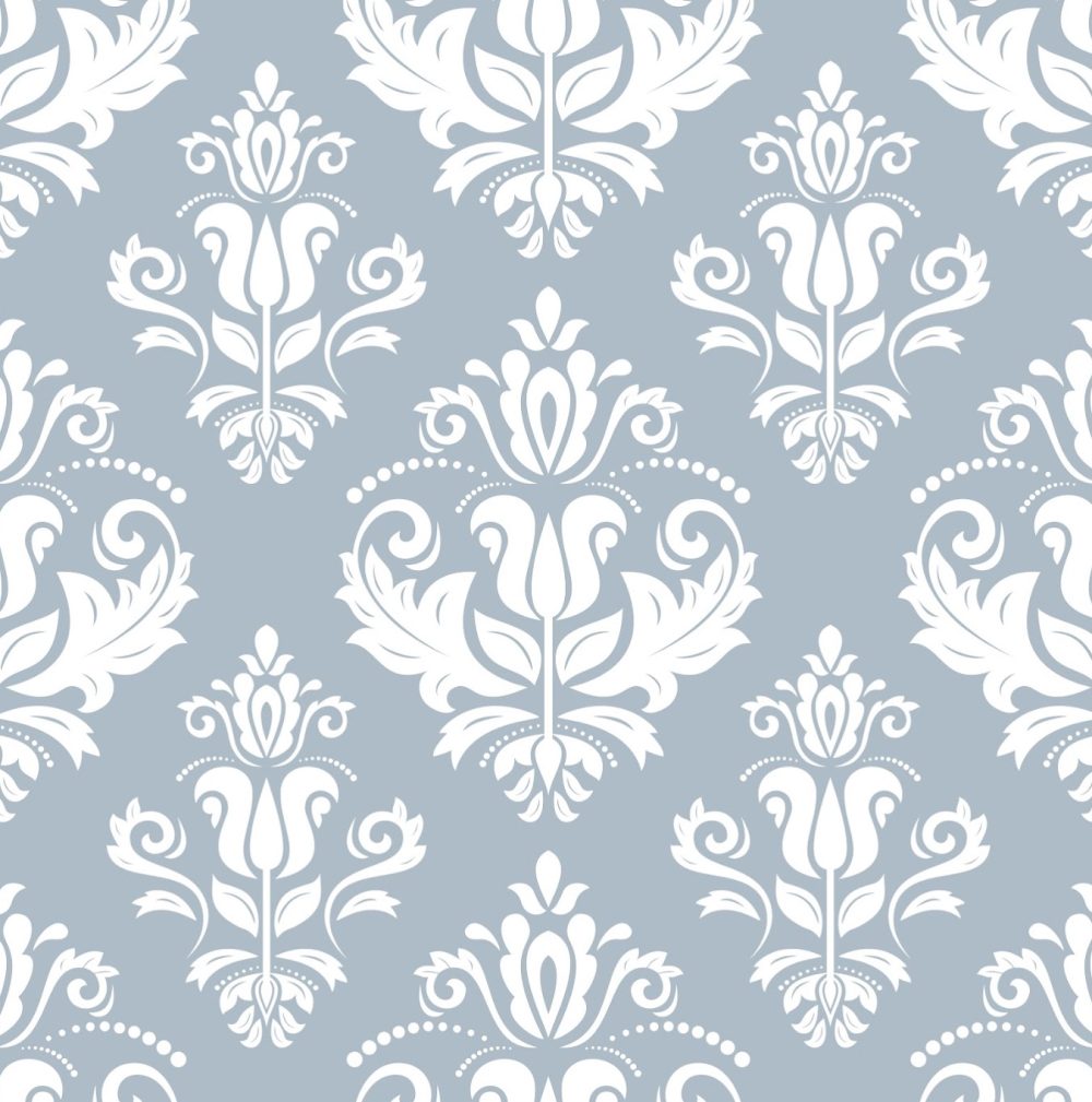 blue royal damask pattern wallpaper