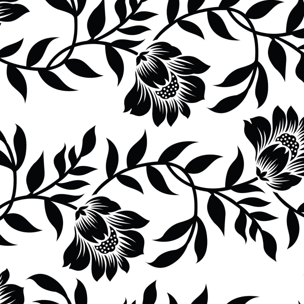 Black flowers and vines wallpaper