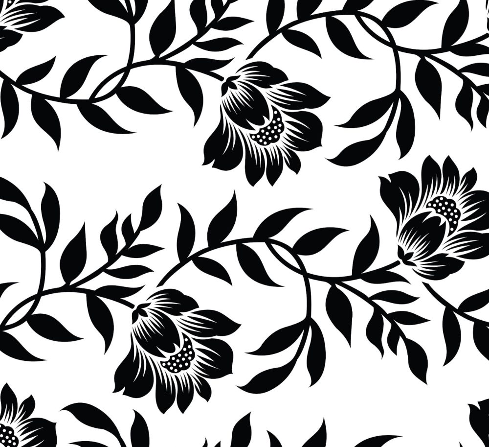 Black flowers and vines wallpaper