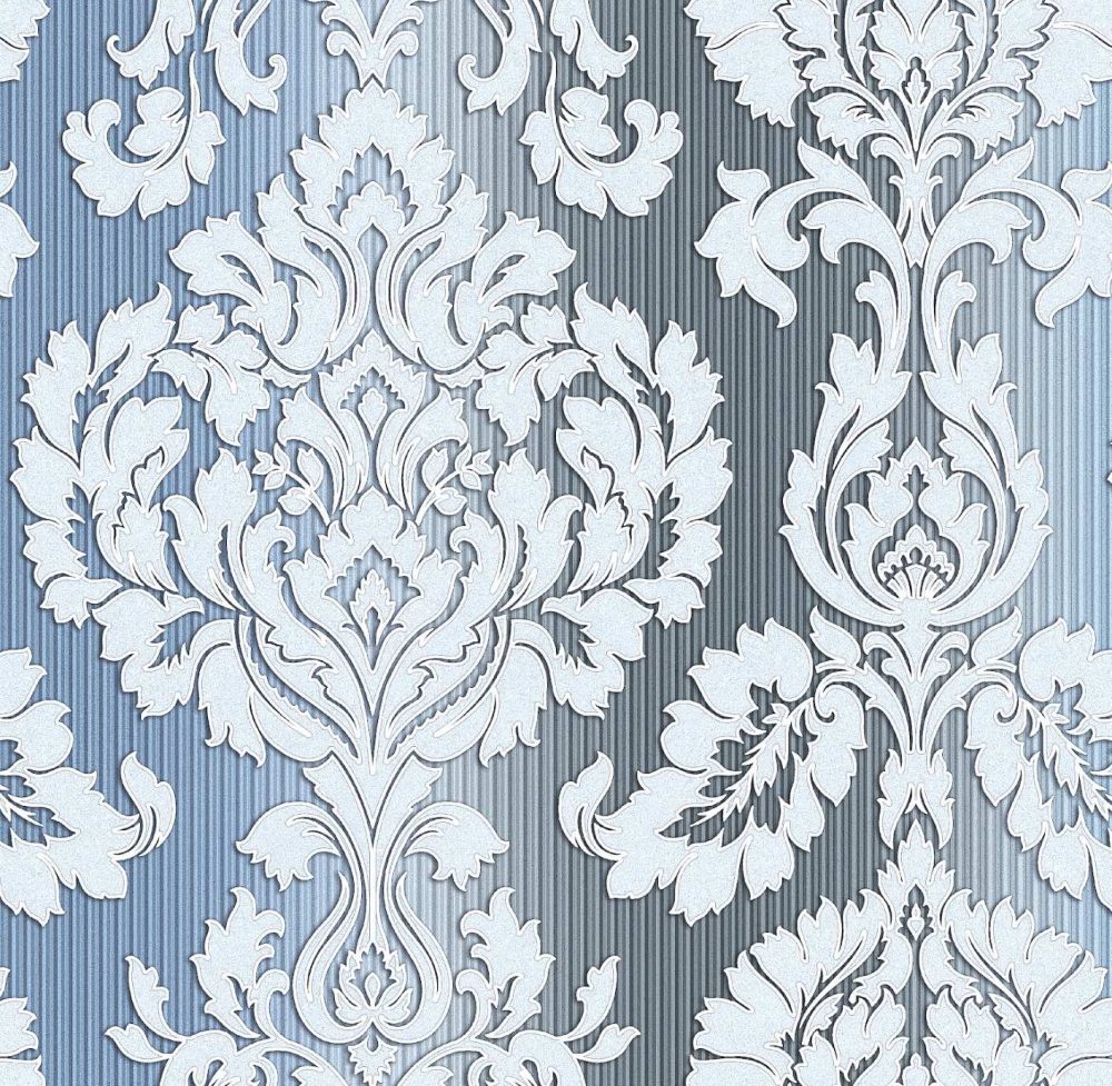 Blue and white classic damask pattern wallpaper and wall murals shop in South Africa. Wallpaper and wall mural online store with a huge range for sale.