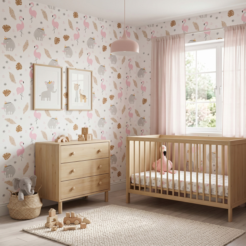 Happy Duo this delightful kids wallpaper features animal, animal wallpaper in soothing tones, perfect for sparking imagination and joy