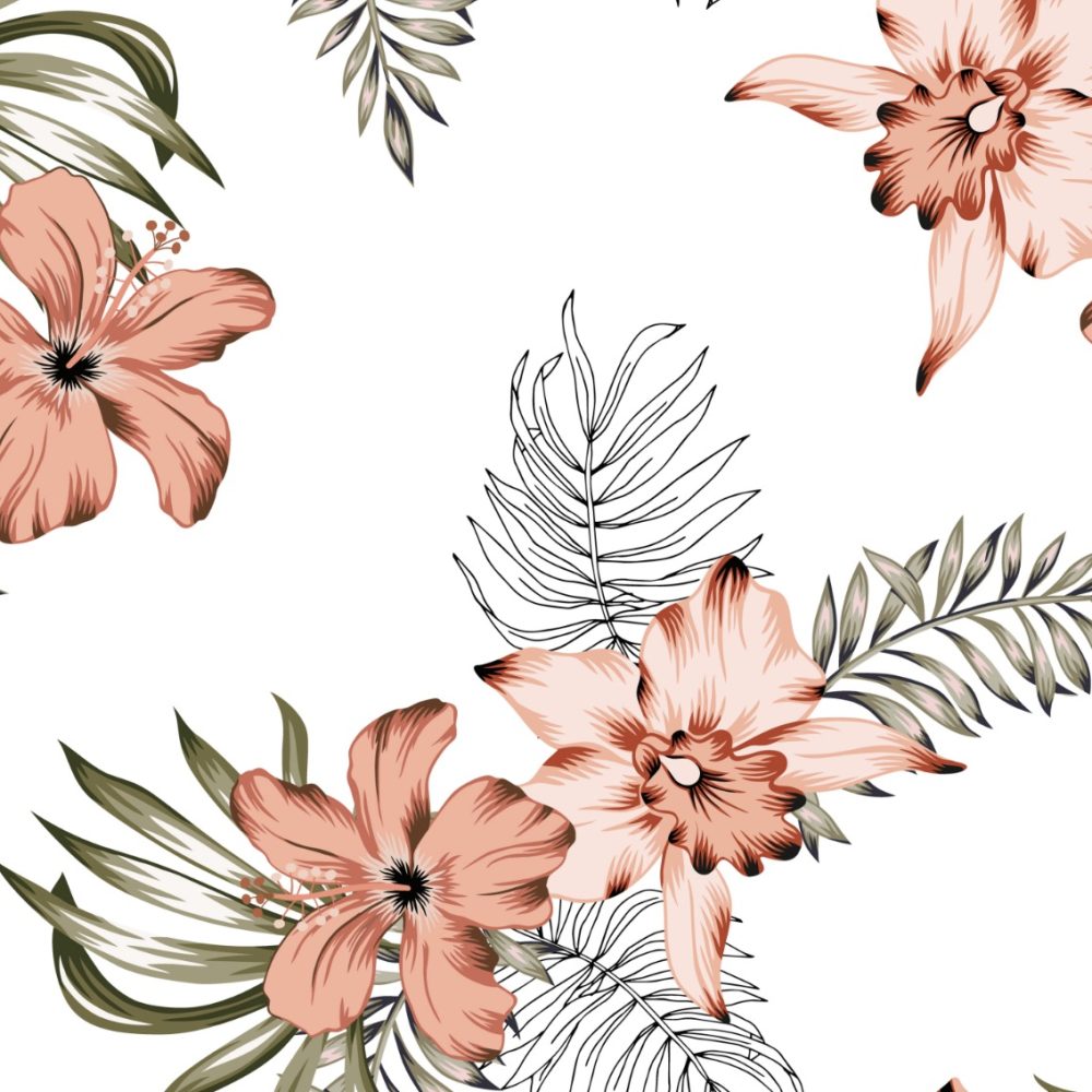 Peach hibiscus wallpaper and wall murals shop in South Africa. Wallpaper and wall mural online store with a huge range for sale.