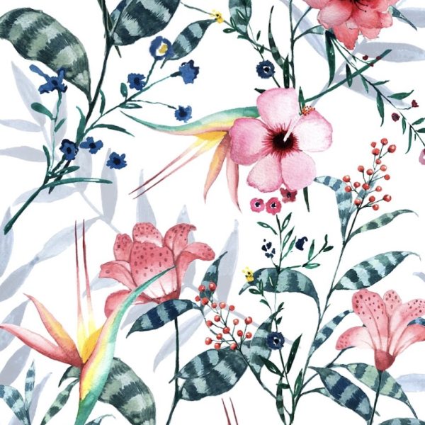 Light hibiscus and leaves wallpaper and wall murals shop in South Africa. Wallpaper and wall mural online store with a huge range for sale.
