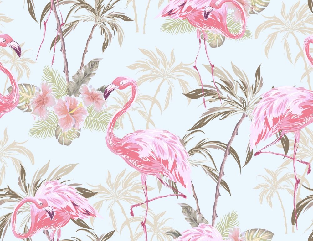 Sky blue flamingo wallpaper