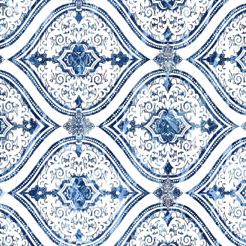 White and blue greek wallpaper