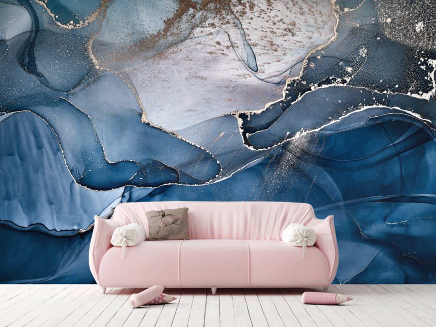 Blue 3D geometric  Mural Wallpaper PVC Free NonToxic  Wall Murals  Wall Paper Decor Home Decor  BestOfBharat