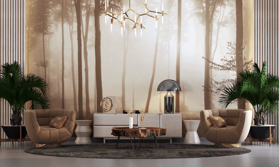 Tall trees and a golden sunset wallpaper and wall murals shop in South Africa. Wallpaper and wall mural online store with a huge range for sale.
