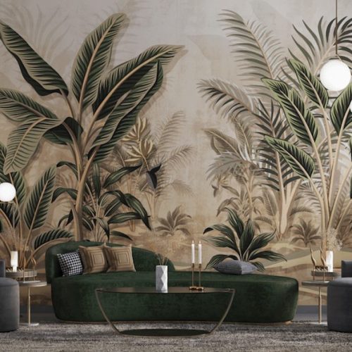 Artistic banana palm tree forest wallpaper and wall murals shop in South Africa. Wallpaper and wall mural online store with a huge range for sale.