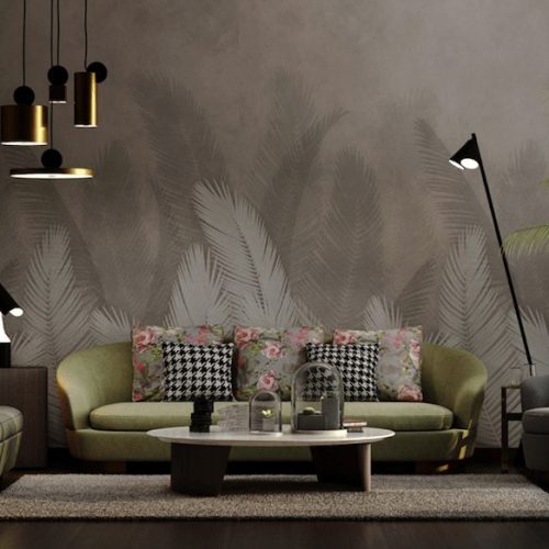 Statement Collection faded white and grey tropical leaves wallpaper and wall murals shop in South Africa. Wallpaper and wall mural online store with a huge range for sale.