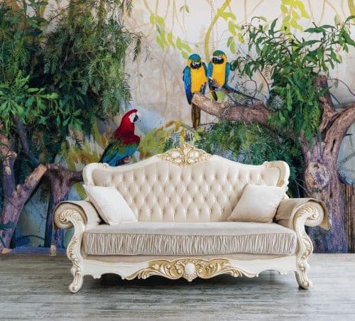 Toucans and parrots in tropical jungle wallpaper and wall murals shop in South Africa. Wallpaper and wall mural online store with a huge range for sale.