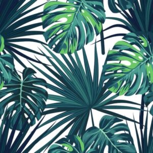 Saturated tropical leaves on white wallpaper and wall murals shop in South Africa. Wallpaper and wall mural online store with a huge range for sale.