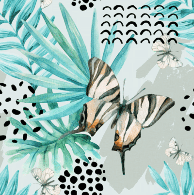 Tiger swallowtail butterfly with abstract blue leaves wallpaper and wall murals shop in South Africa. Wallpaper and wall mural online store with a huge range for sale.