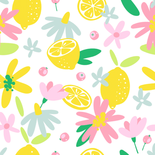 Yellow lemons and pink flowers wallpaper and wall murals shop in South Africa. Wallpaper and wall mural online store with a huge range for sale.