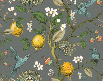 Tree birds and lemons branches wallpaper and wall murals shop in South Africa. Wallpaper and wall mural online store with a huge range for sale. 