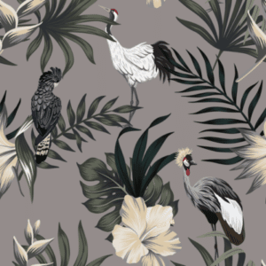 Cranes and birds in leaves on dark background wallpaper and wall murals shop in South Africa. Wallpaper and wall mural online store with a huge range for sale. 