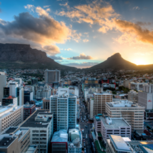 Sunset behind Signal Hill and Cape Town City Bowl wallpaper and wall murals shop in South Africa. Wallpaper and wall mural online store with a huge range for sale.