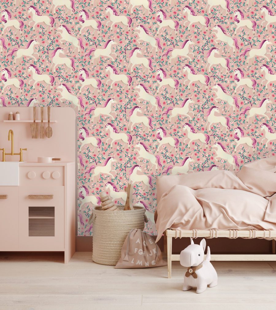Unicorn Rose in Pink Wallpaper