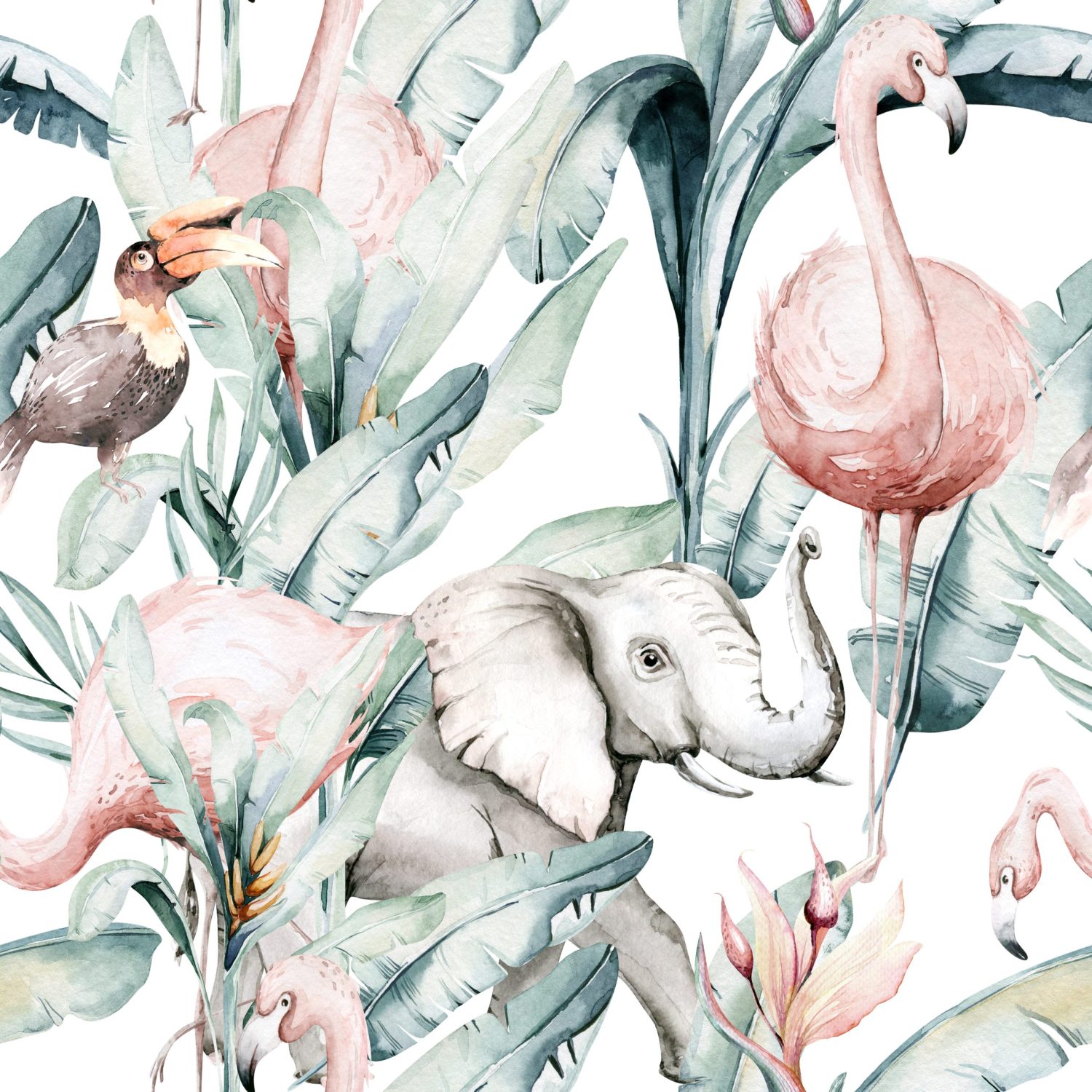 Soft plants and flamingos wallpaper and wall murals shop in South Africa. Wallpaper and wall mural online store with a huge range for sale.