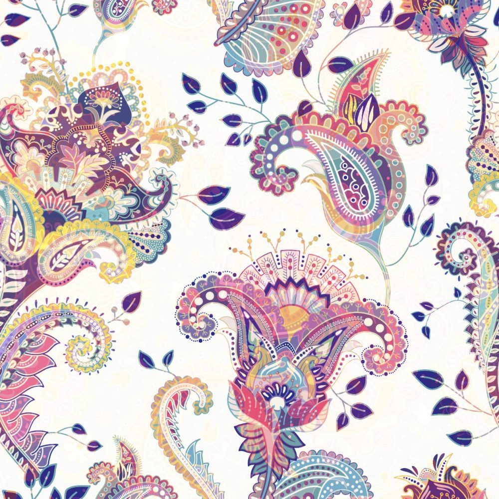 Fun Multi coloured Paisley wallpaper