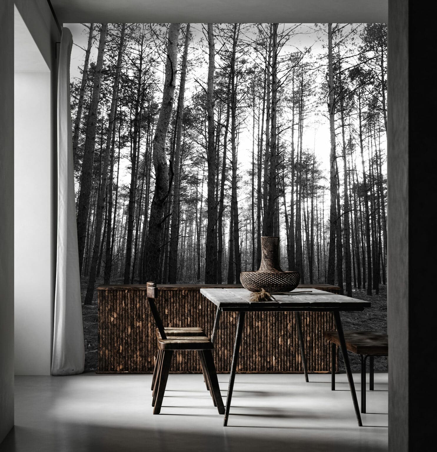 Black and white forest mountain Wallpaper wall mural for sale South Africa