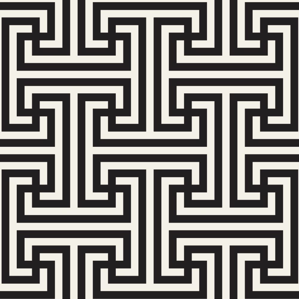 Black and white mazed patterned wallpaper