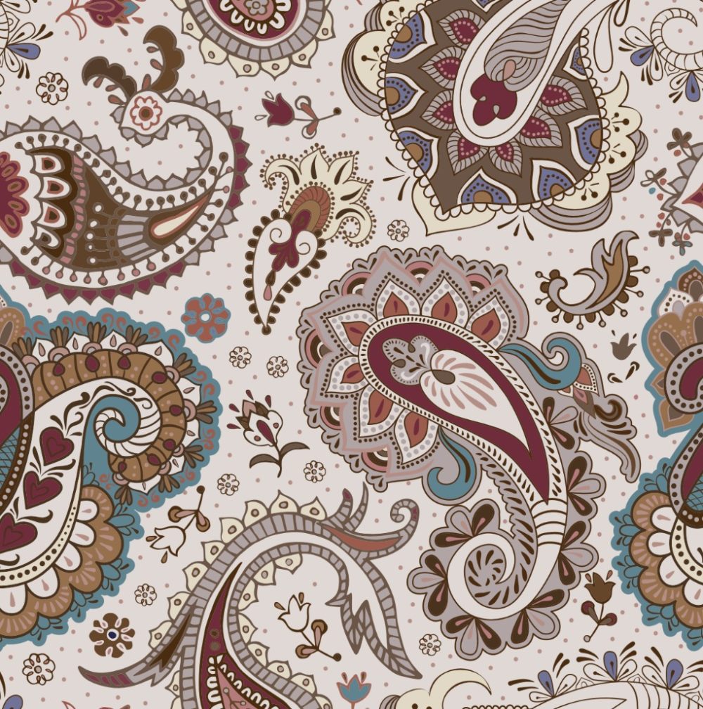 Alluring red prickle paisley wallpaper print