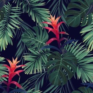 Shadow Jungle Flowers Wallpaper