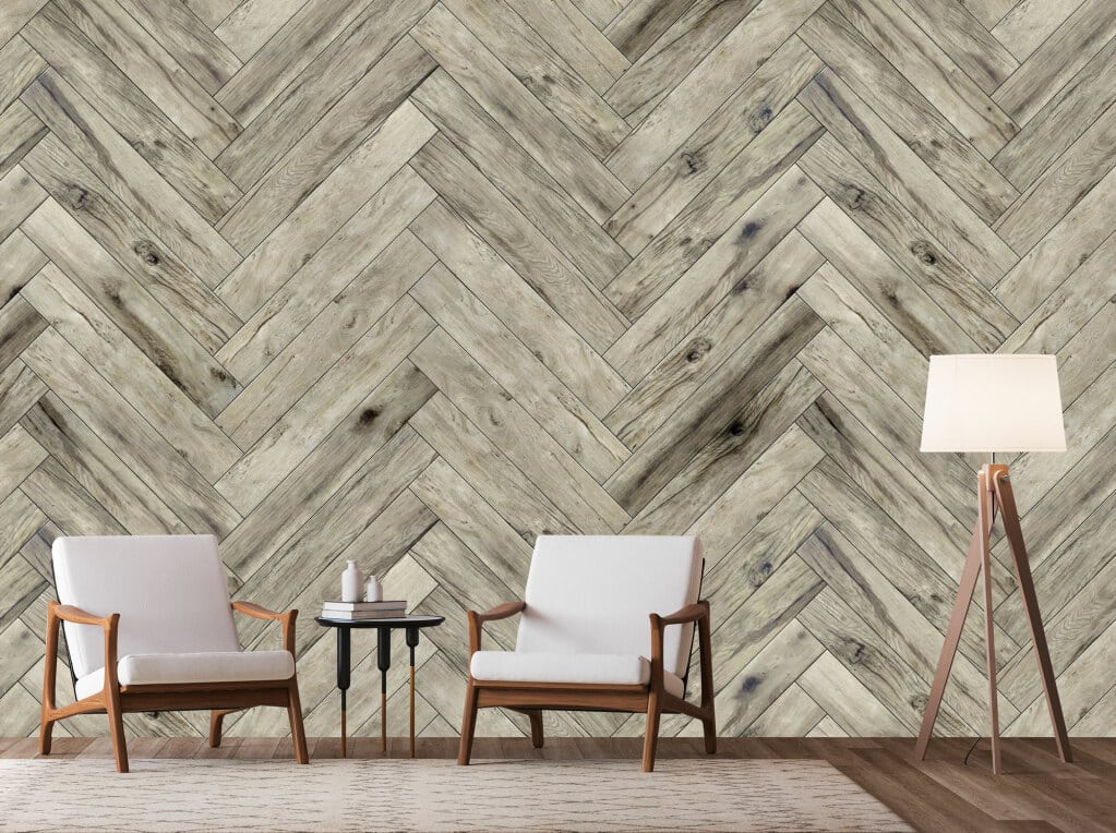 Light brown herringbone patterned wood floor wallpaper and wall murals shop in South Africa. Wallpaper and wall mural online store with a huge range for sale.