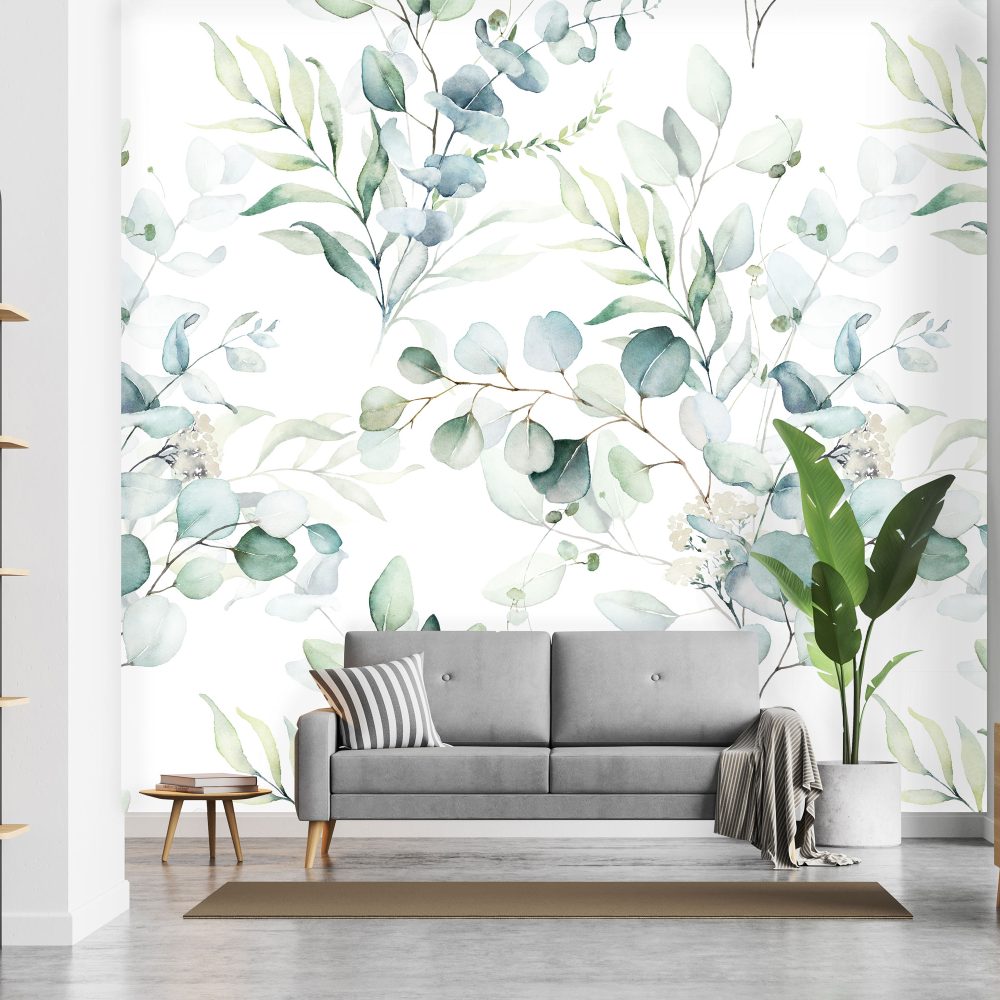 Eucalyptus watercolour mural wallpaper and murals for sale in South Africa. Wallpaper and wall mural online store with a huge range for sale.