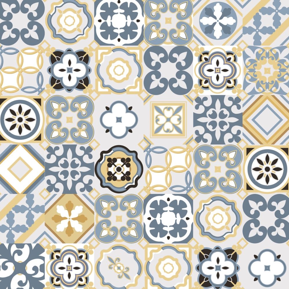 Fun yellow tile pattern wallpaper