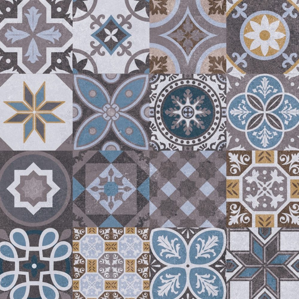 Moroccan tile wallpaper in deep tines