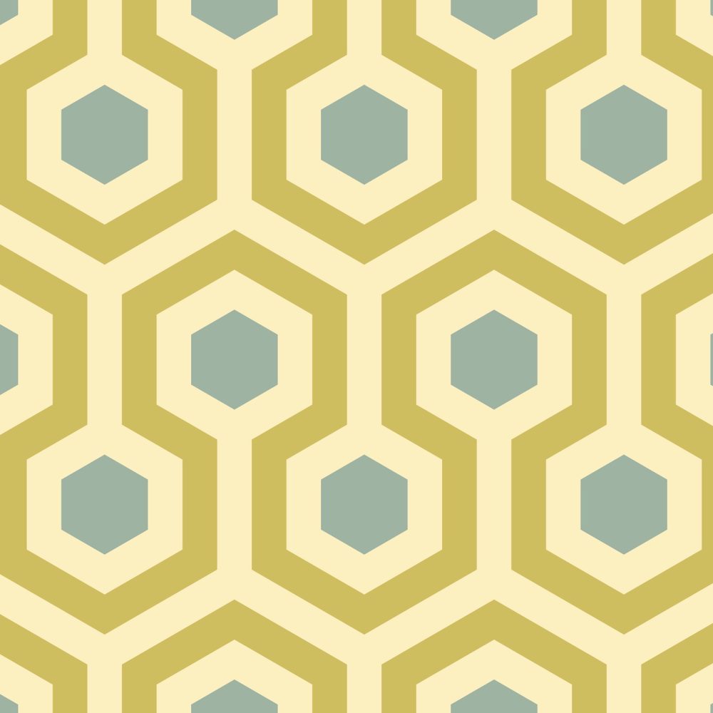 retro honeycomb tiles in yellow and blue