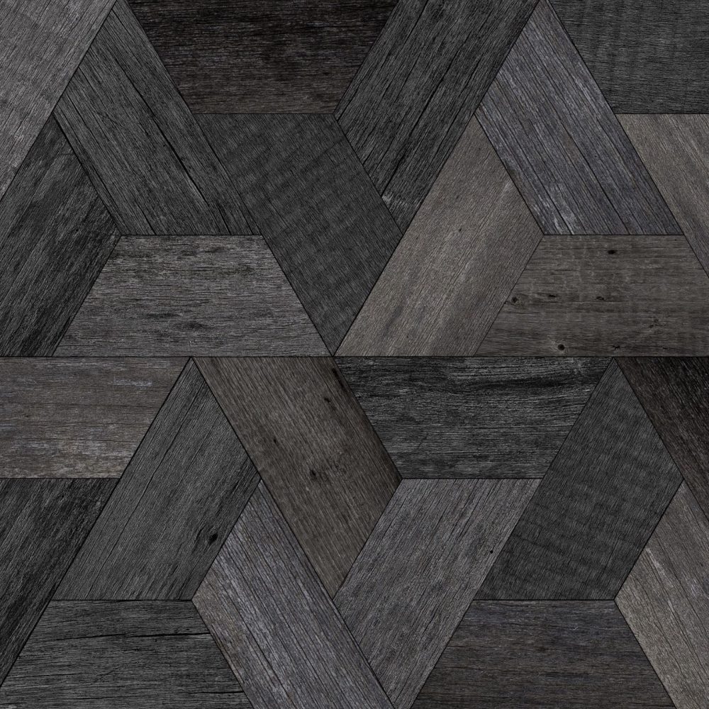 Dark faux wood panel wallpaper