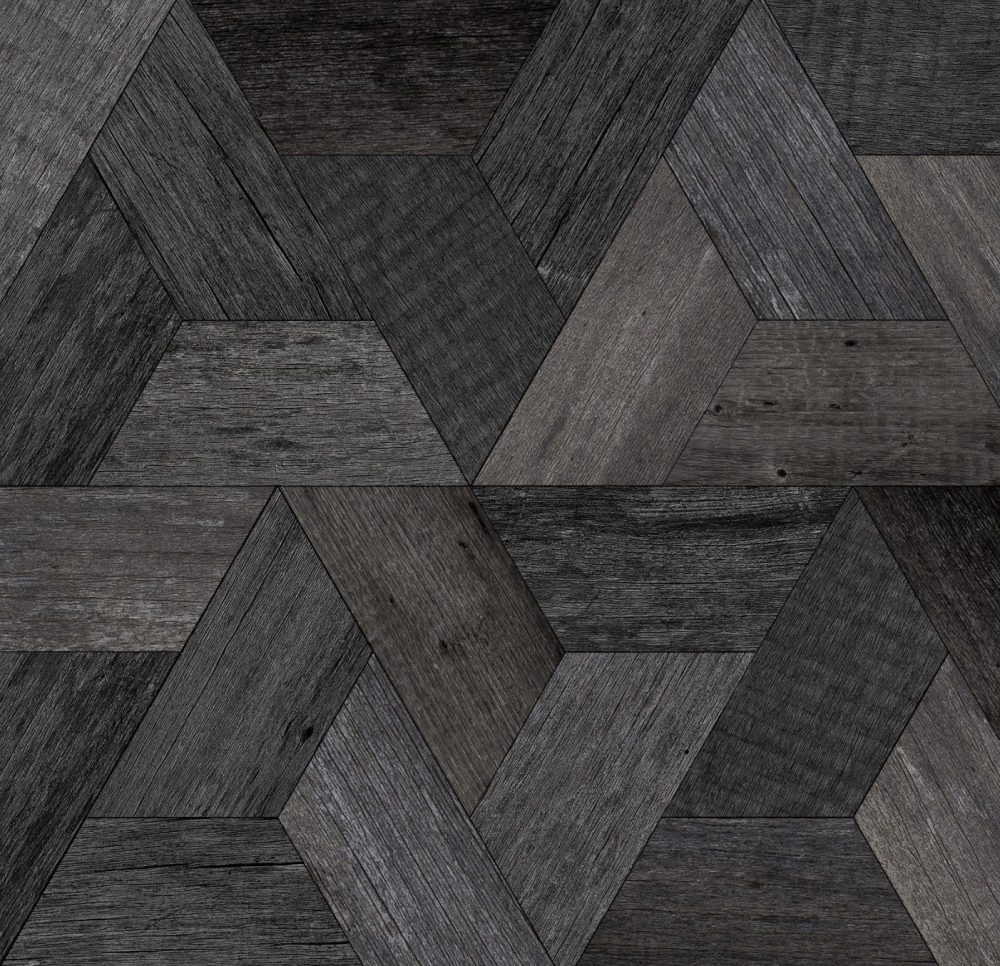 Dark faux wood panel wallpaper