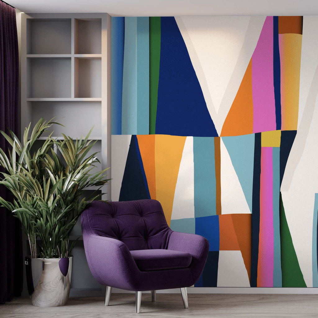 Mural Radiant Coral Geometry | Wallpaper Online