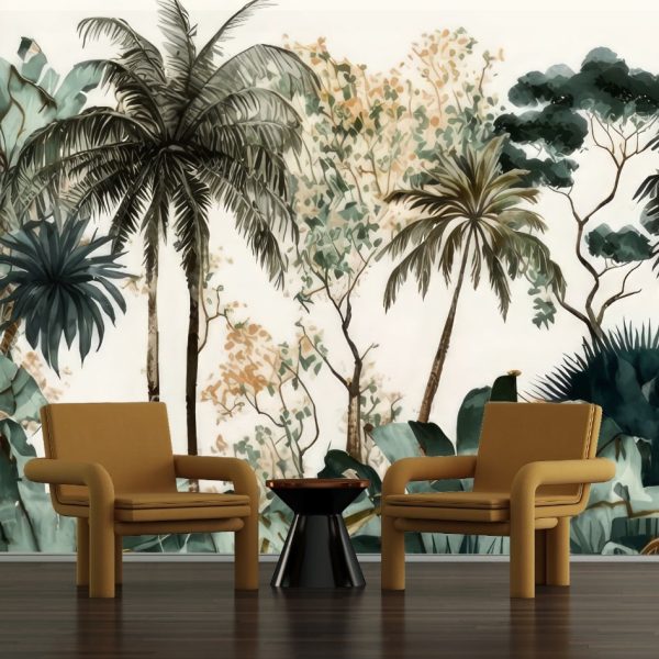 Mural Tropical Watercolor Oasis | Wallpaper Online