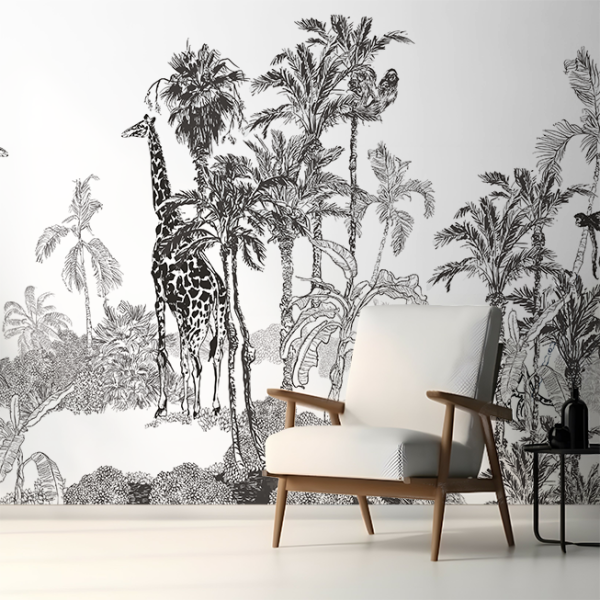 Giraffe black & white wallpaper wall mural South Africa