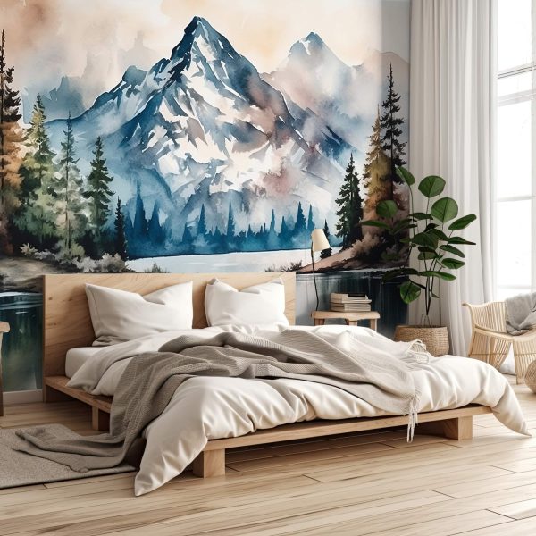 Watercolour mountain wallpaper wall mural South Africa