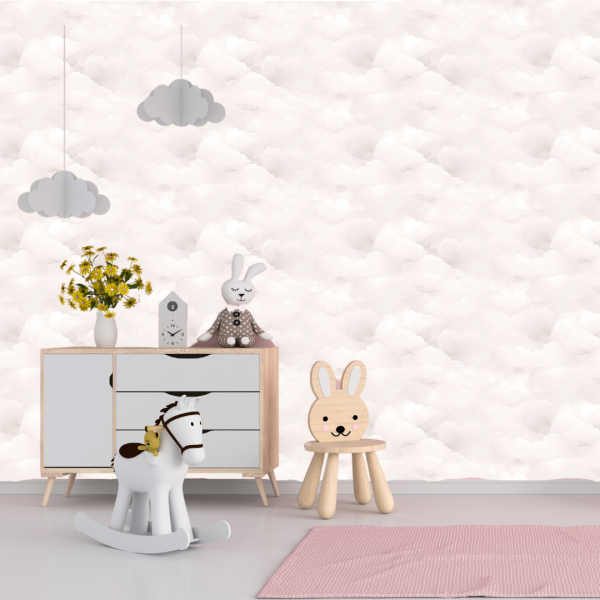 Peel & Stick wallpaper of Soft Warm Clouds. Perfect for a boys wallpaper or girls wallpaper. South Africa