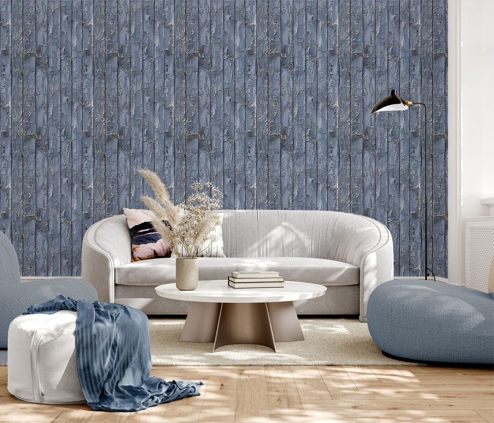 Aged blue planks wallpaper from Wallpaper Online South Africa.