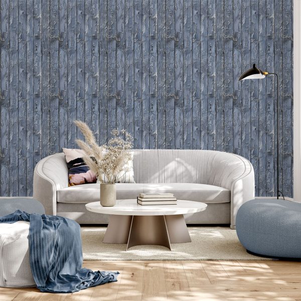 Aged blue planks wallpaper from Wallpaper Online South Africa.