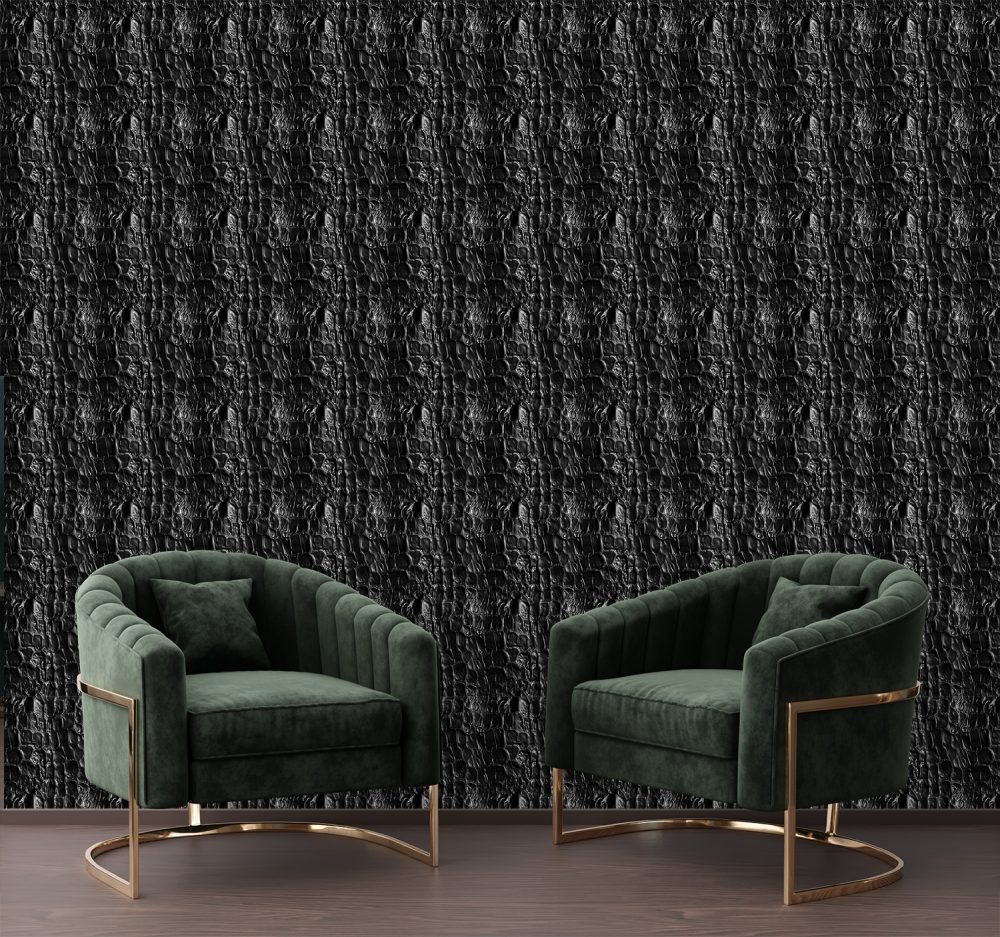 Black crocodile leather wallpaper from Wallpaper Online South Africa.