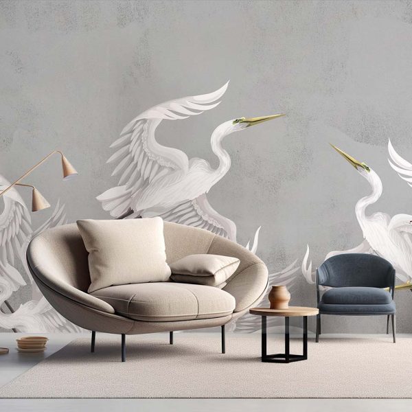 Taking Flight Wallpaper in Grey
