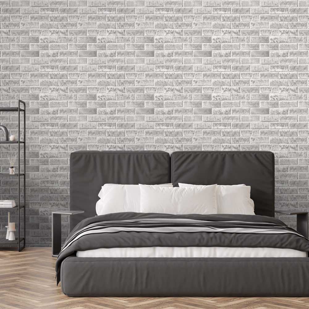 Light grey brick wallpaper pattern from Wallpaper Online South Africa.