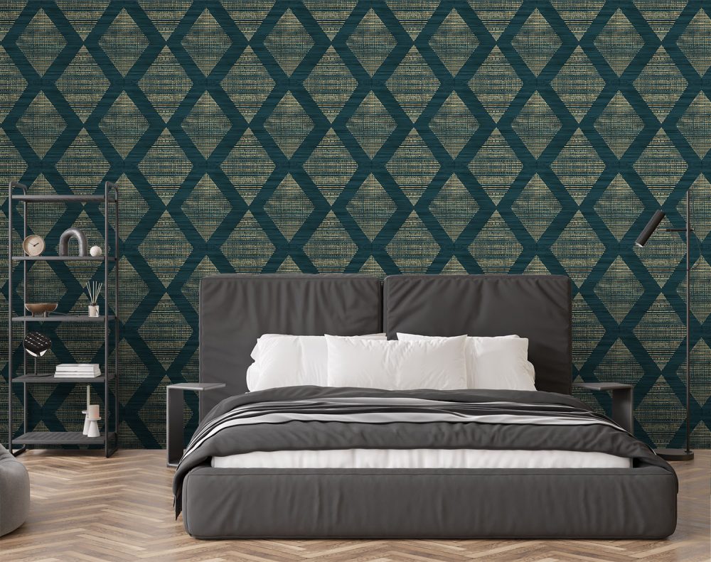 Wallpaper and Wall Murals South Africa Woven Diamonds in Teal Render