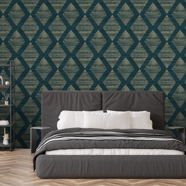 Woven Diamonds in Teal Wallpaper