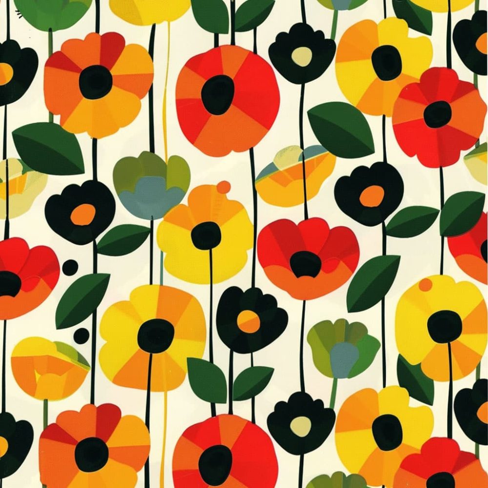 Mid century poppy flowers wallpaper from Wallpaper Online South Africa